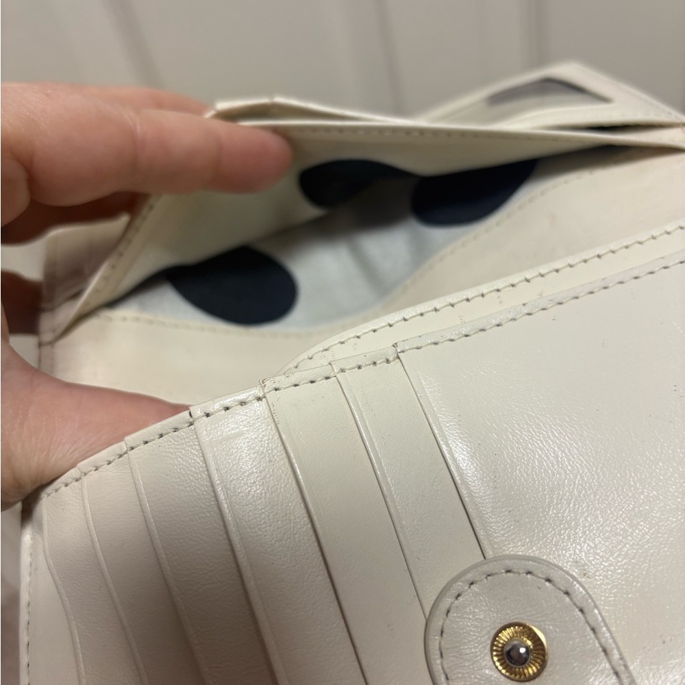 Kate Spade New York long wallet light blue white black polka dots snap close EUC - Picture 10 of 16